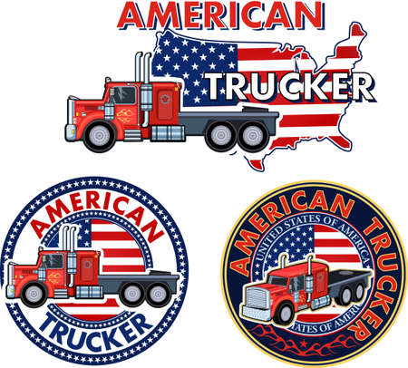 American truckers- American trucker T shirt designのイラスト素材