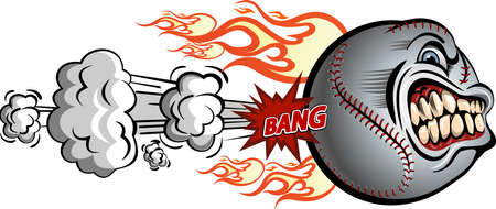 Angry flaming screaming baseballのイラスト素材