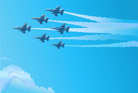 Eagle fighter jet plane taking off during exerciseのイラスト素材