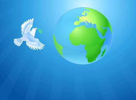 White Dove and Planet Earthのイラスト素材