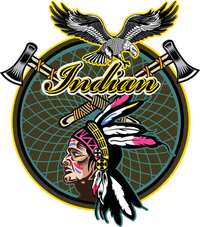American Indian head and Eagleのイラスト素材
