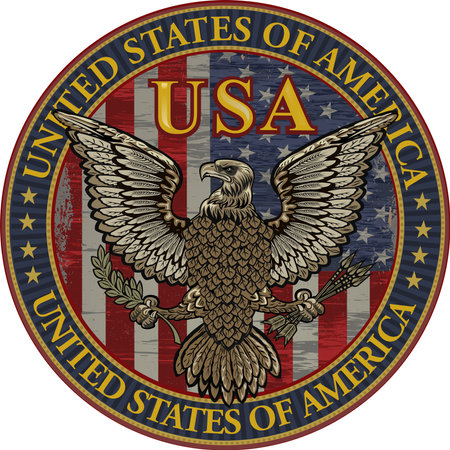 American Redoubtable  Eagle with USA flagsのイラスト素材