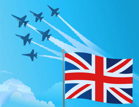 Happy! Great Britain national day. Air forces showのイラスト素材