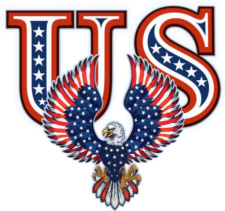 American Redoubtable Eagle with USA flagsのイラスト素材