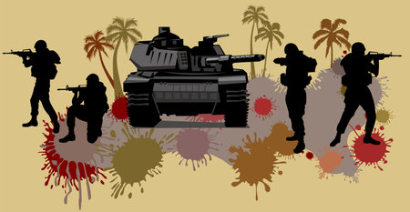 Tank forces. The tanks are attacking.のイラスト素材