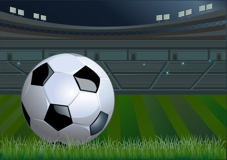 Soccer Ball in grass stadiumのイラスト素材