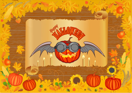 Pumpkin. Happy Halloween invitation cardのイラスト素材