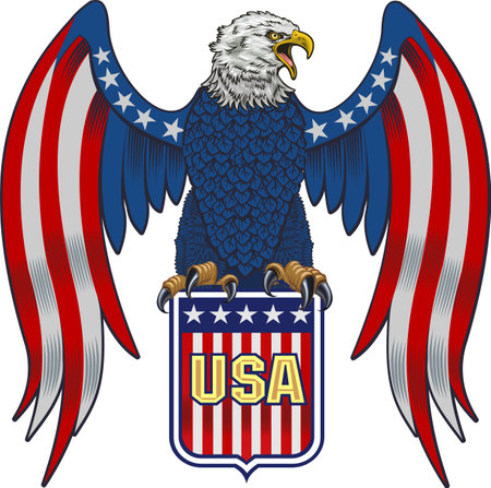 American eagle with USA flagsのイラスト素材