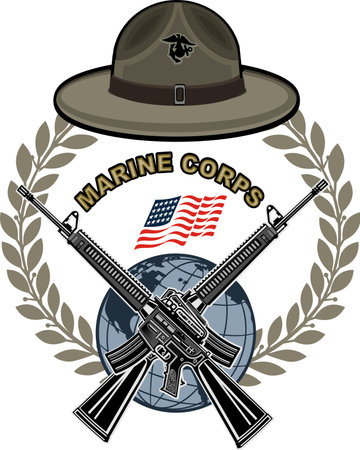 USMC (US Marine Corps) hat and crossing riflesのイラスト素材