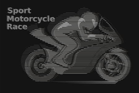 Black and white emblem of a sports motorcycle racerのイラスト素材