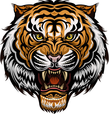 The Tiger Face Color Tattooのイラスト素材