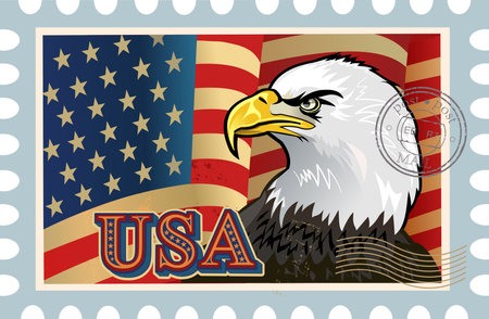 American Redoubtable  Eagle with USA flagsのイラスト素材