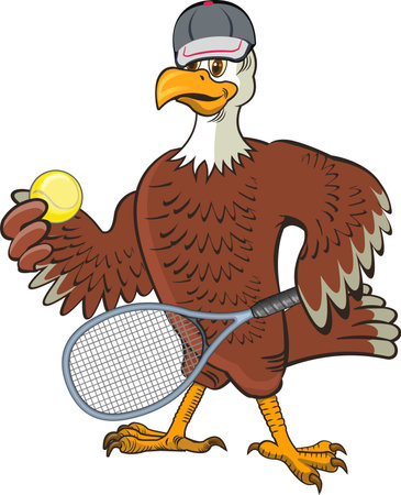 American Bald eagle cartoon tennisのイラスト素材