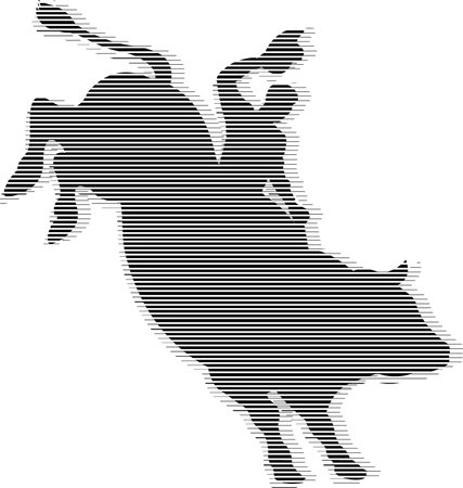 Man riding bucking bronco in rodeo wild westのイラスト素材