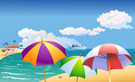 umbrella on the beachのイラスト素材