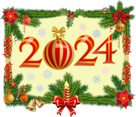 Merry Christmas and Happy New Year card.のイラスト素材