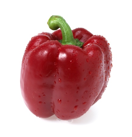 Red paprika on white backgroundの写真素材