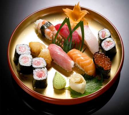 sushi on the plate set sushiの写真素材