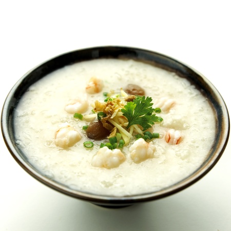 rice gruel with shrimp mixedの写真素材