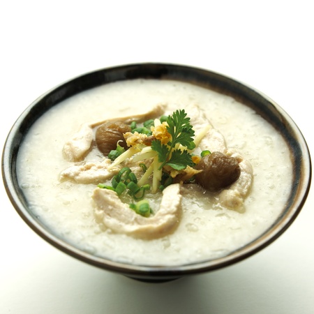 rice gruel with chicken mixedの写真素材