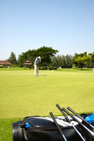 Professional golf gear on the golf field の写真素材