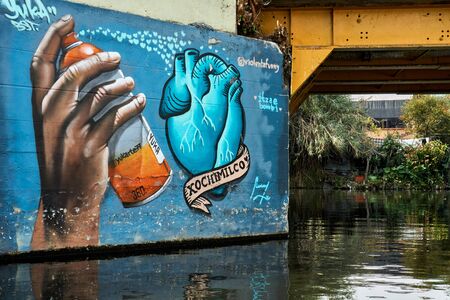 Graffiti on Xochimilco canals, Mexico