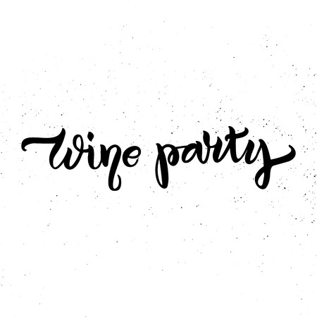 Wine party brush pen lettering illustrationのイラスト素材