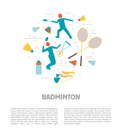Set of badminton accessories and sport games inventoryのイラスト素材