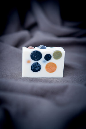 Fresh homemade natural soap inspired by space and planetsの写真素材
