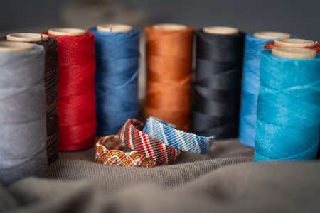 Rainbow of Handmade macrame bracelets