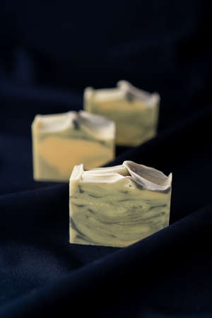 Fresh made bars of handmade soapの写真素材