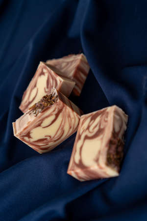 Fresh made bars of handmade soapの写真素材