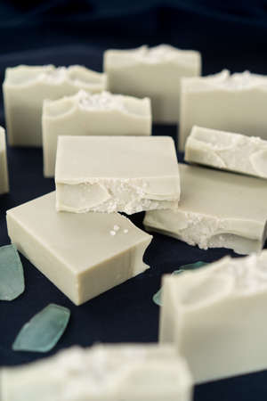 Colorful bars of natural handmade soapの写真素材