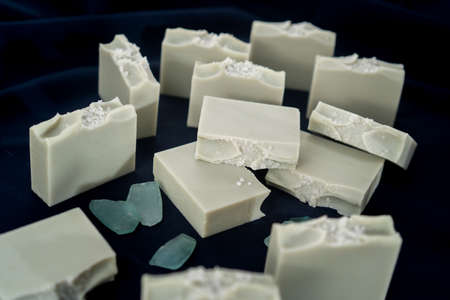 Colorful bars of natural handmade soapの写真素材