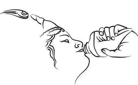 Lord Krishna Bhagavad Gita illustrationのイラスト素材