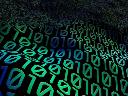 The number zero and one, the ocean wave. 3d rendering, illustration.の写真素材