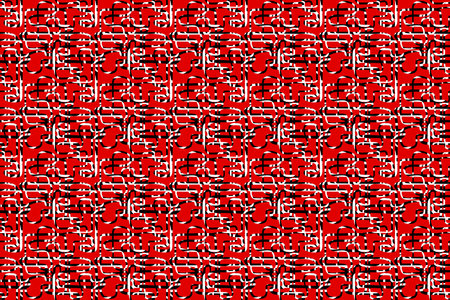 Seamless texture of organic, red color with gray, blue, golden dots, curves and abstract lines,...