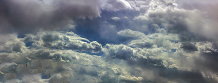 Fabulous thunderclouds in the clouds. The picturesque nature of the sky.