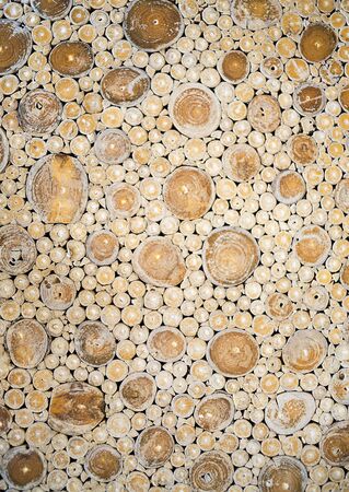 blackground of round wood table with lighting の写真素材