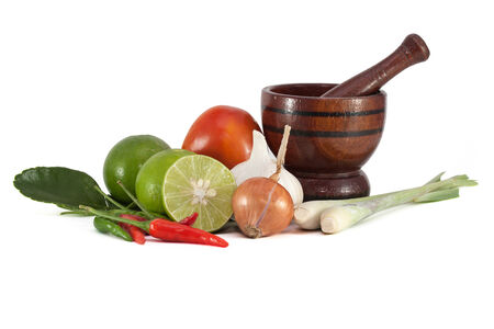 Flavoring  tom yum kung isolated on whiteの写真素材