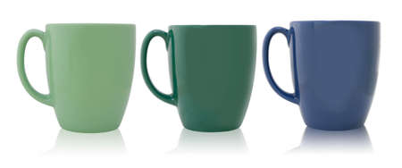 Cup  of various color isolated on white backgroundの写真素材