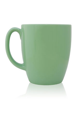 Green cup on white backgroundの写真素材