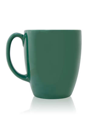 Green cup on white backgroundの写真素材