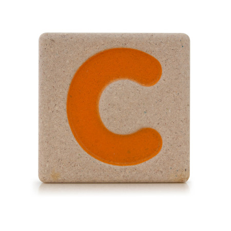 Wooden toy alphabet C on white backgroundの写真素材