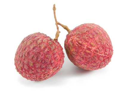 Lychee fruits on white backgroundの写真素材