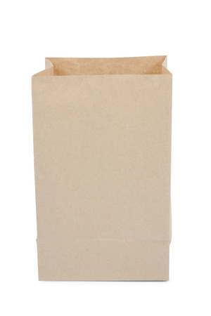 Brown paper bag isolated over white background, file includes a excellent clipping pathの写真素材