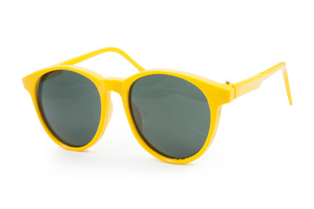 Yellow sunglasses isolated on white background,  file includes a excellent clipping pathの写真素材