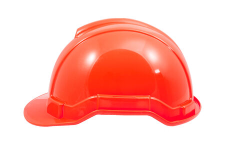 red safety helmet on white background file includes a excellent clipping pathの写真素材