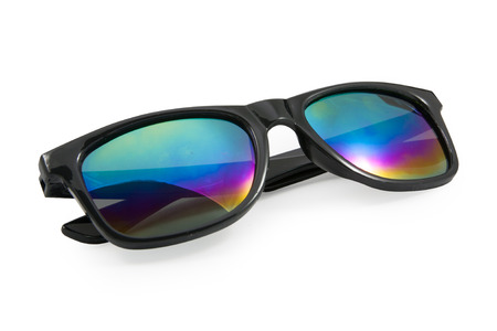 black sunglasses isolated on white background,  file includes a excellent clipping pathの写真素材