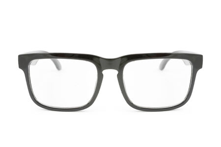 black eye glasses  isolated on white background,  file includes a excellent clipping pathの写真素材